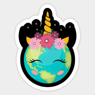 Earth Day Unicorn Cute Girls Sticker